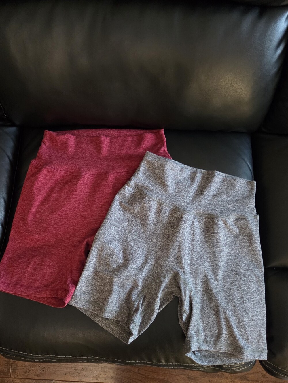 P'tula Women's Bike Shorts in Burgundy and Gray - High Waist